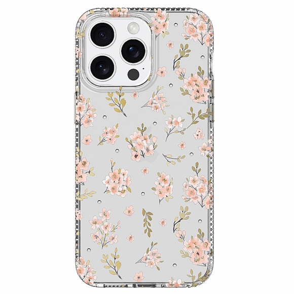 onn. Pink Floral With Gems Phone Case for iPhone 15 Pro Max - Picture 1 of 5